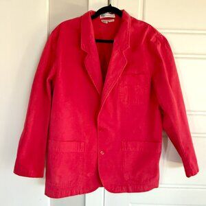 Vintage Red Canvas Utility Blazer 80s 90s Rare Script Tag GAP